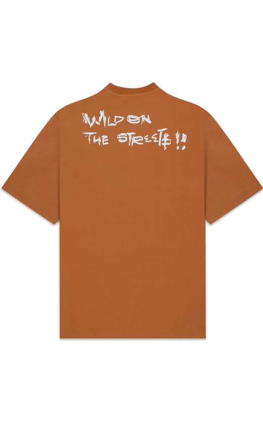 SOCIETAL DAMAGE VINTAGE BROWN OVERSIZED T-SHIRT
