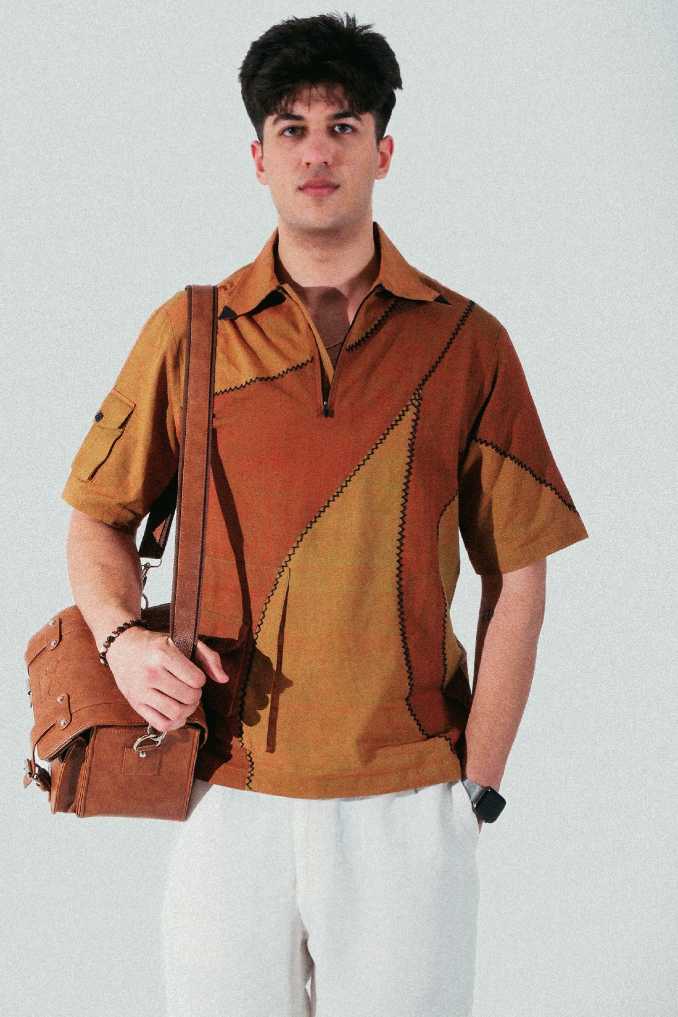 Dual color handmade quarter zip shirt (Unisex)