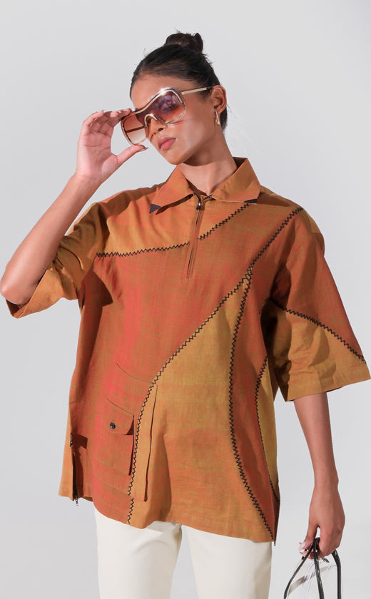 Dual color handmade quarter zip shirt (Unisex)