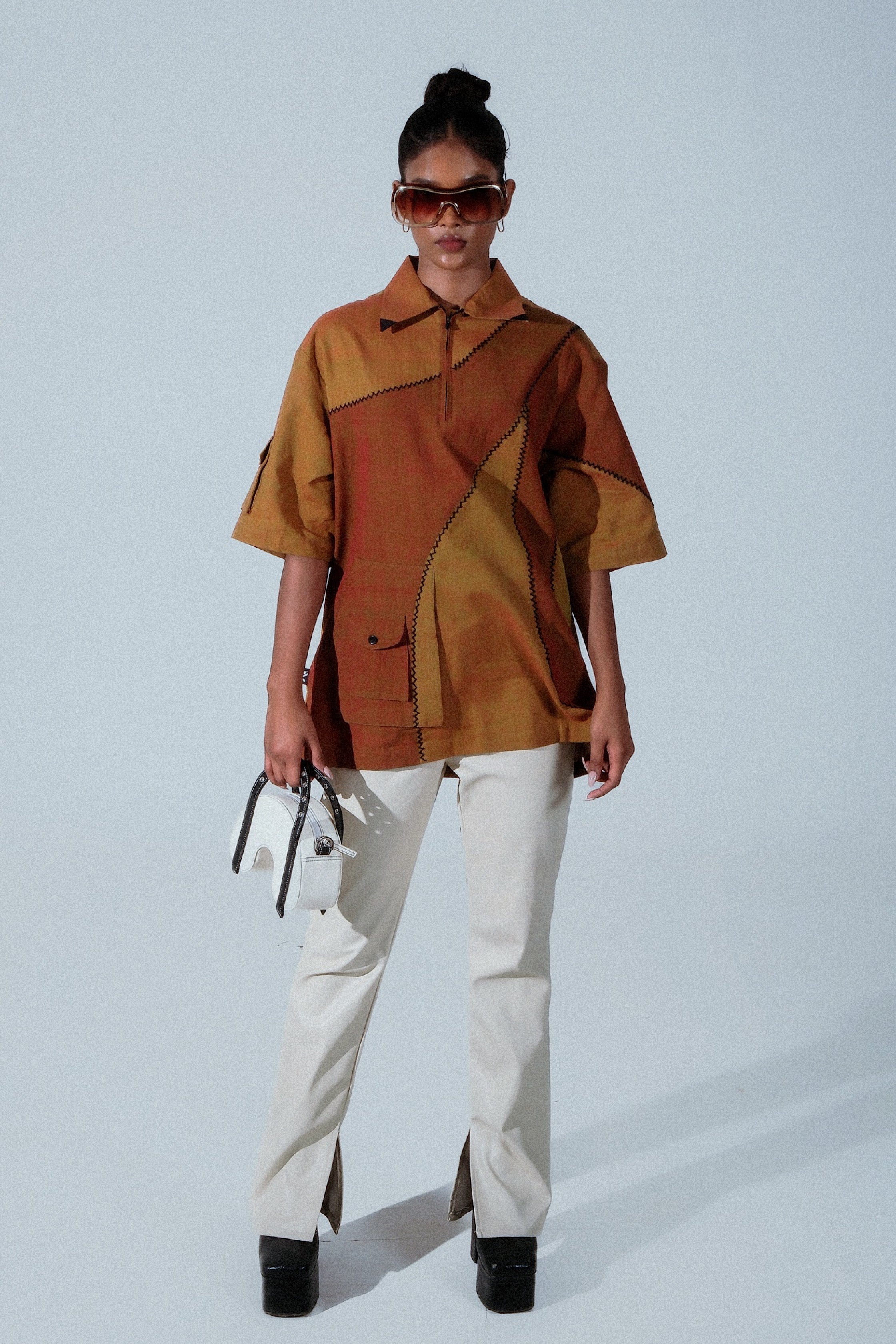 Dual color handmade quarter zip shirt (Unisex)