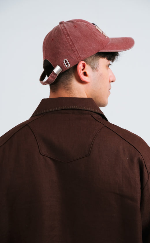 Yarn Dyed Brown Linen Shirt (Unisex)