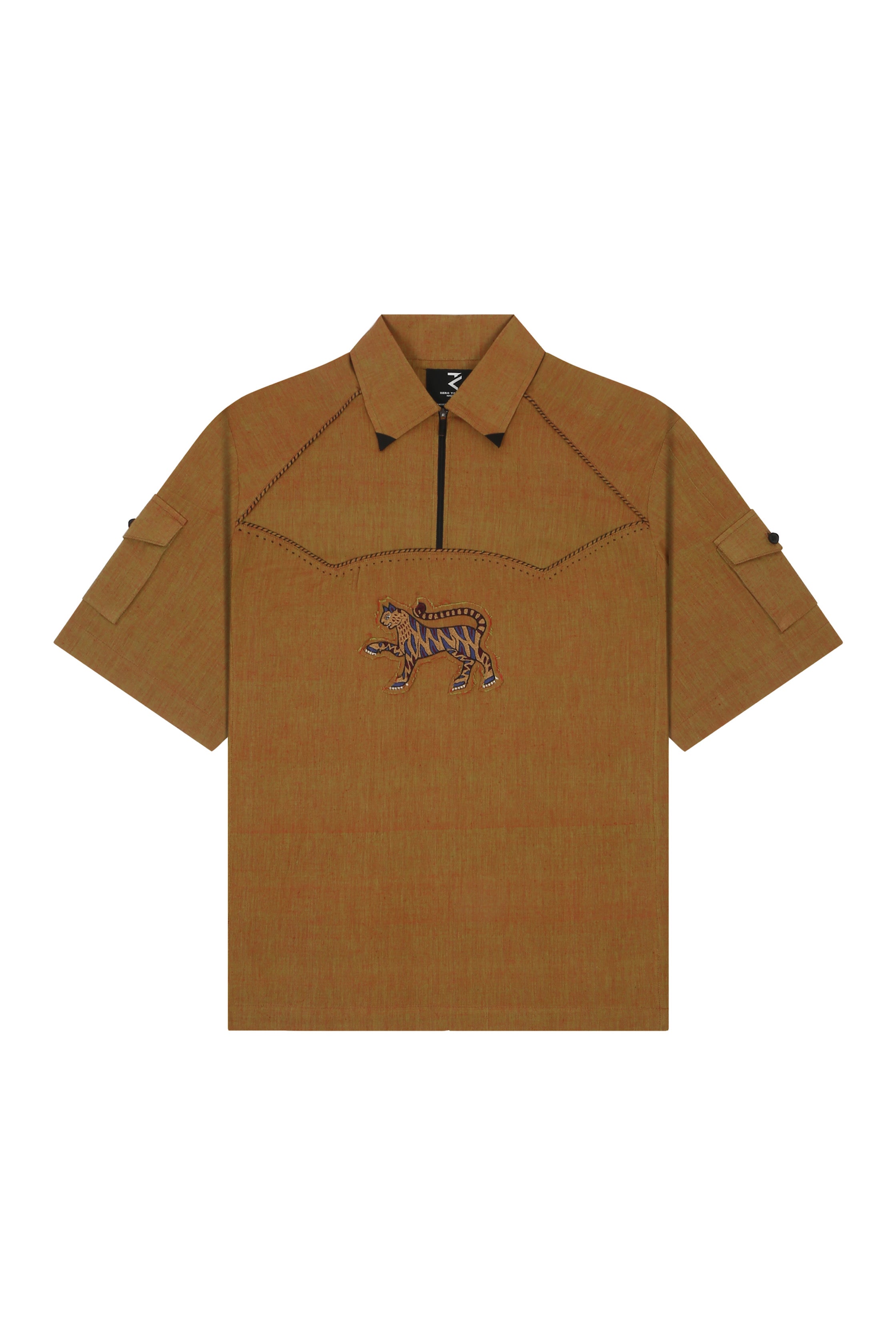 Quarter zip hand embroidery patch shirt (unisex) – Zero