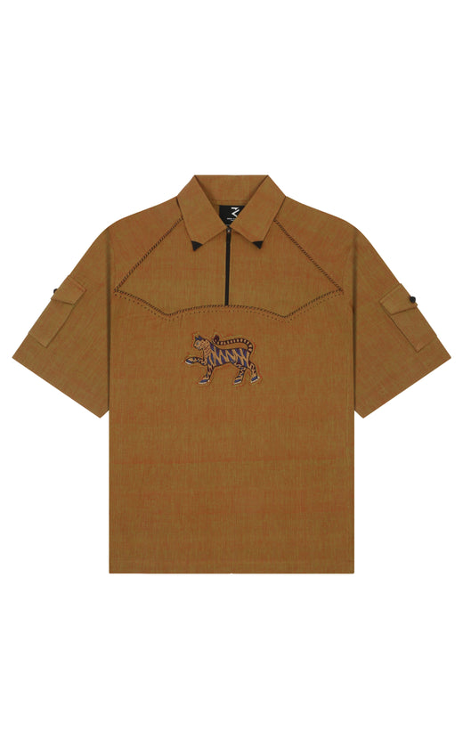 Quarter zip hand embroidery patch shirt (unisex)