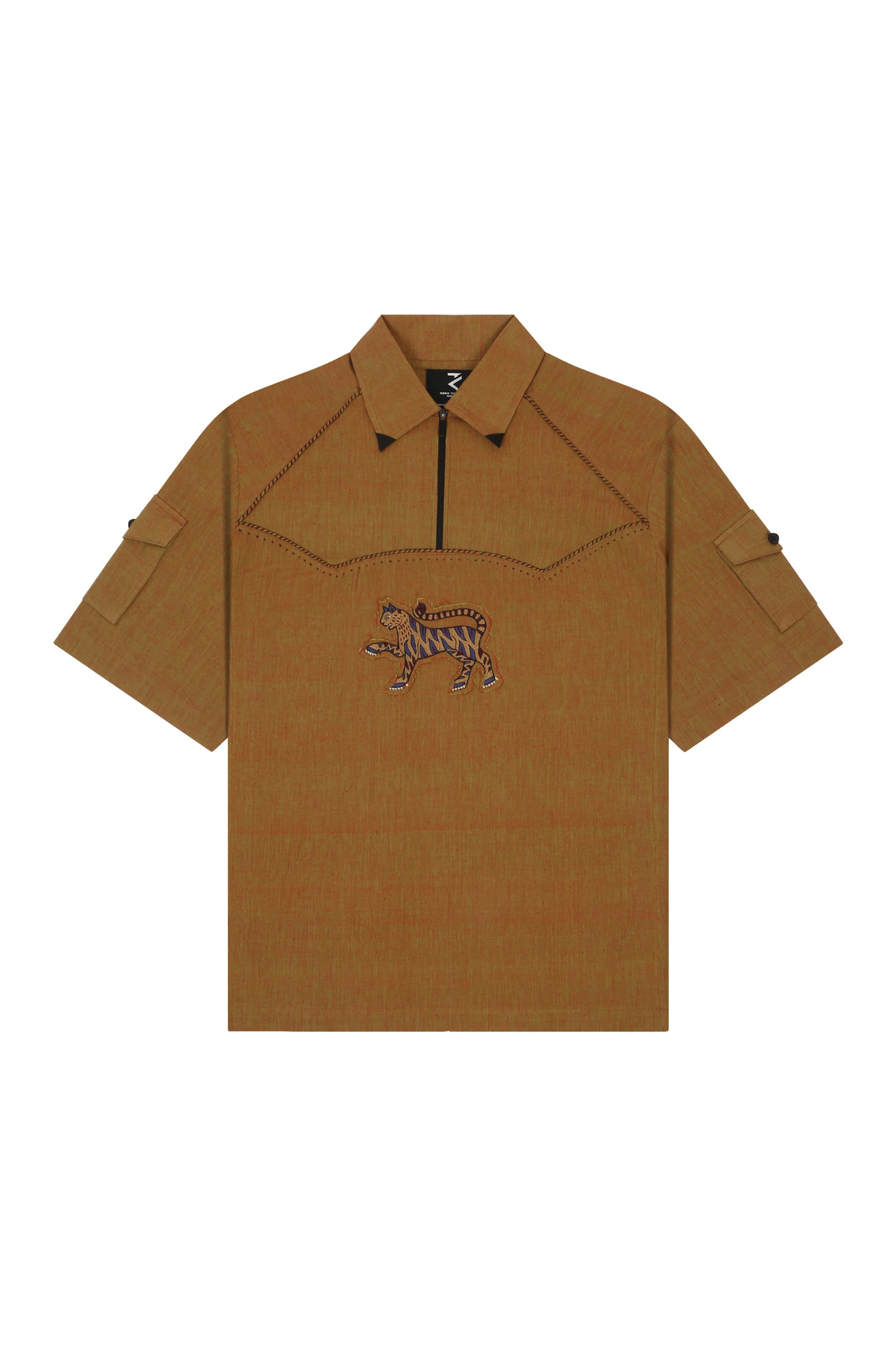 Quarter zip hand embroidery patch shirt (unisex)