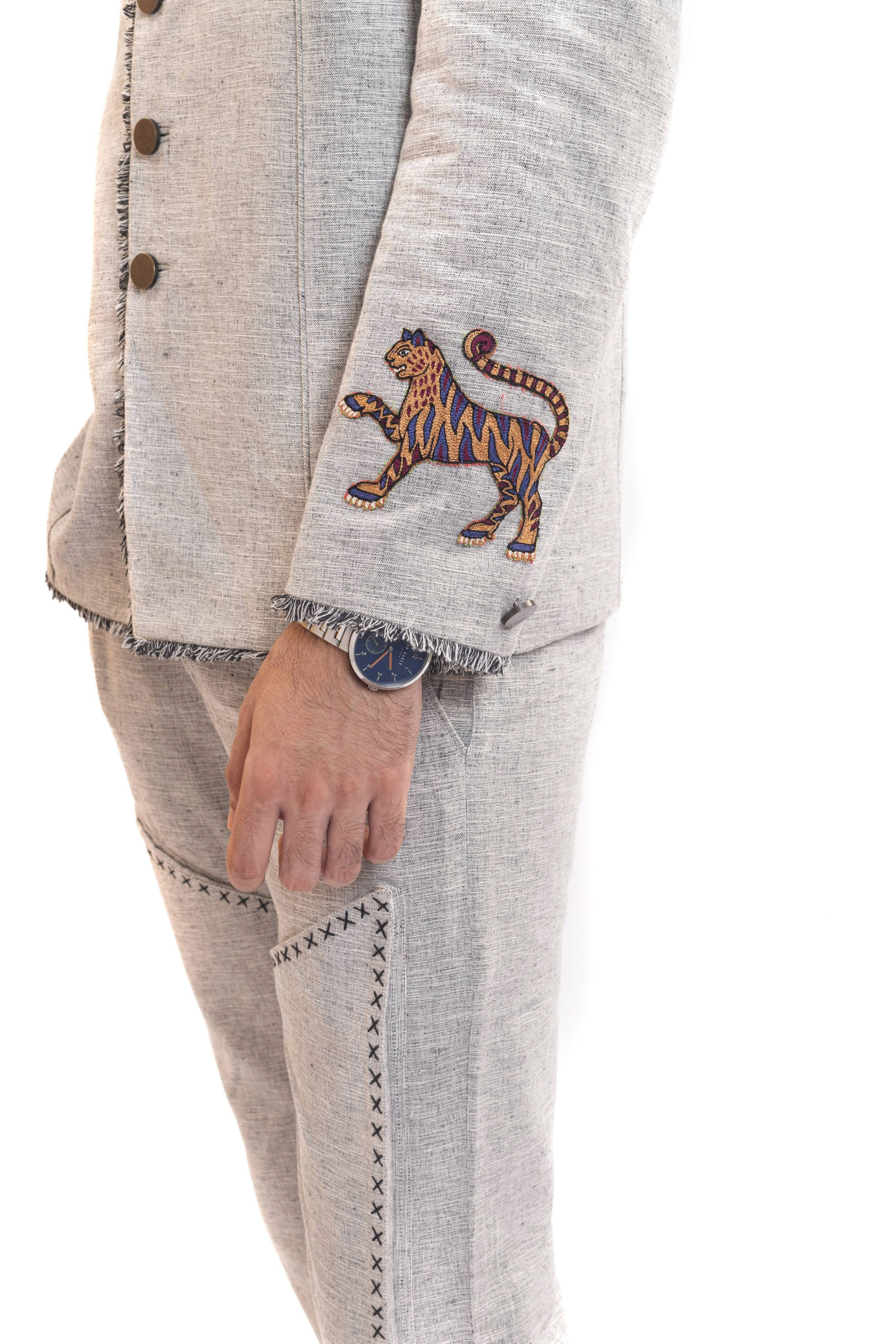 Grey textured handmade blazer