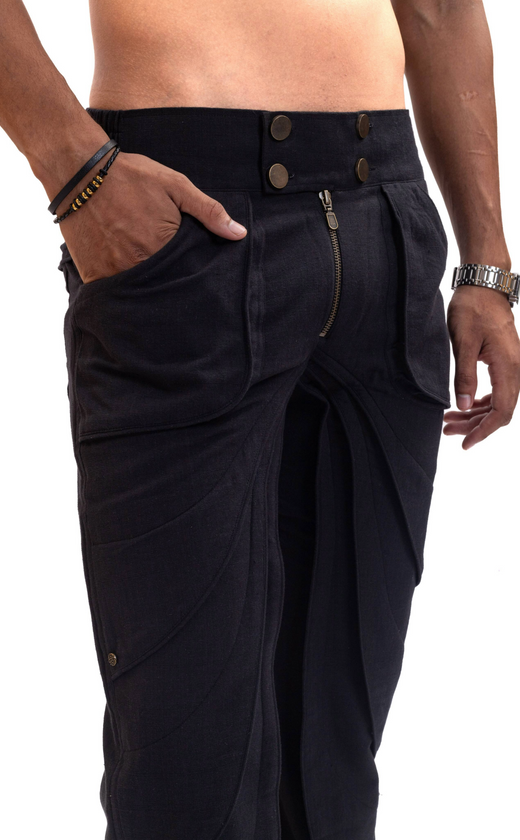 Layered handmade black pants (unisex)