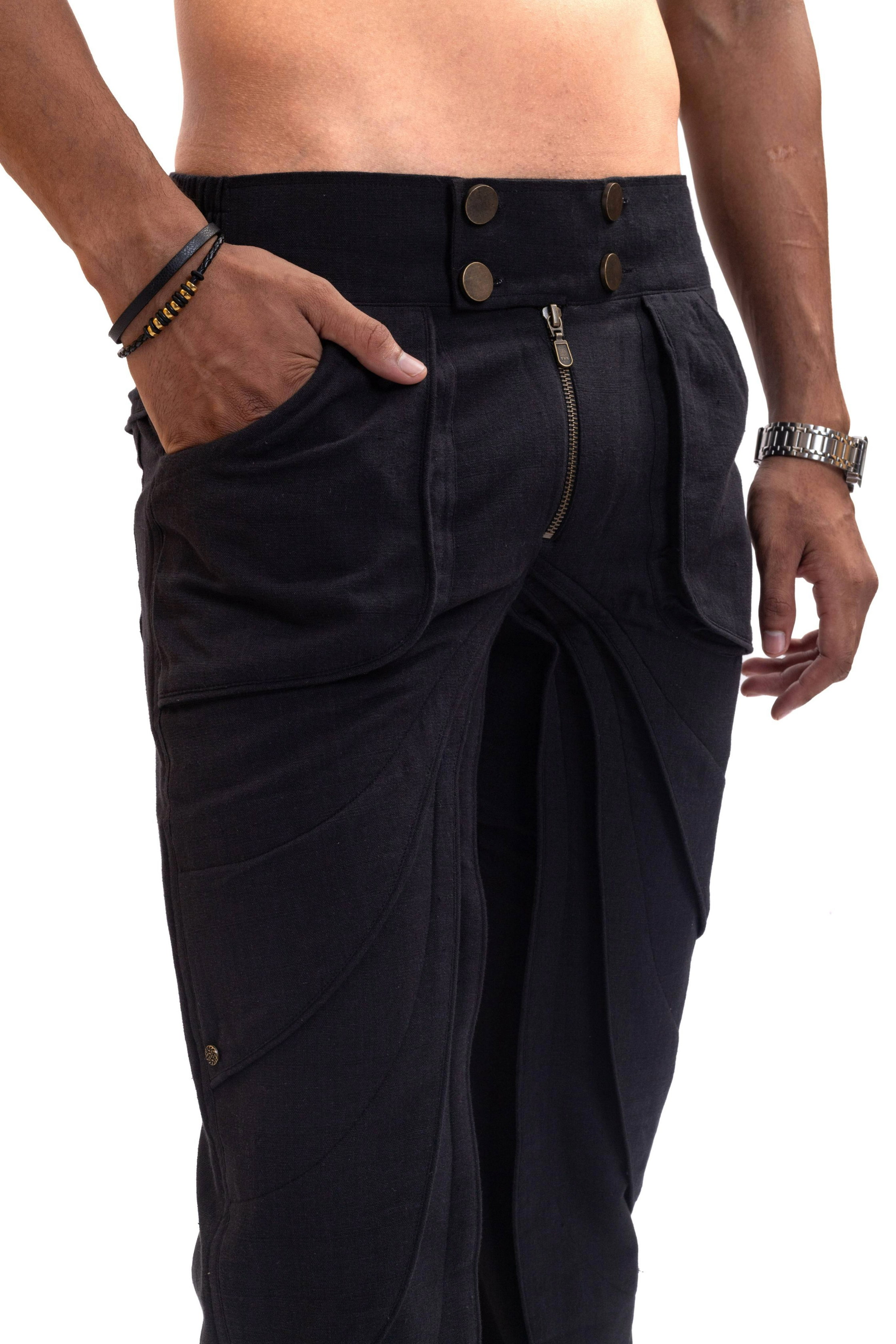 Layered handmade black pants (unisex)