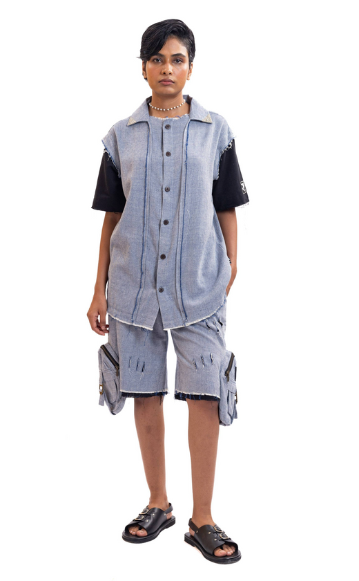 Blue textured handwoven shirt (Unisex)