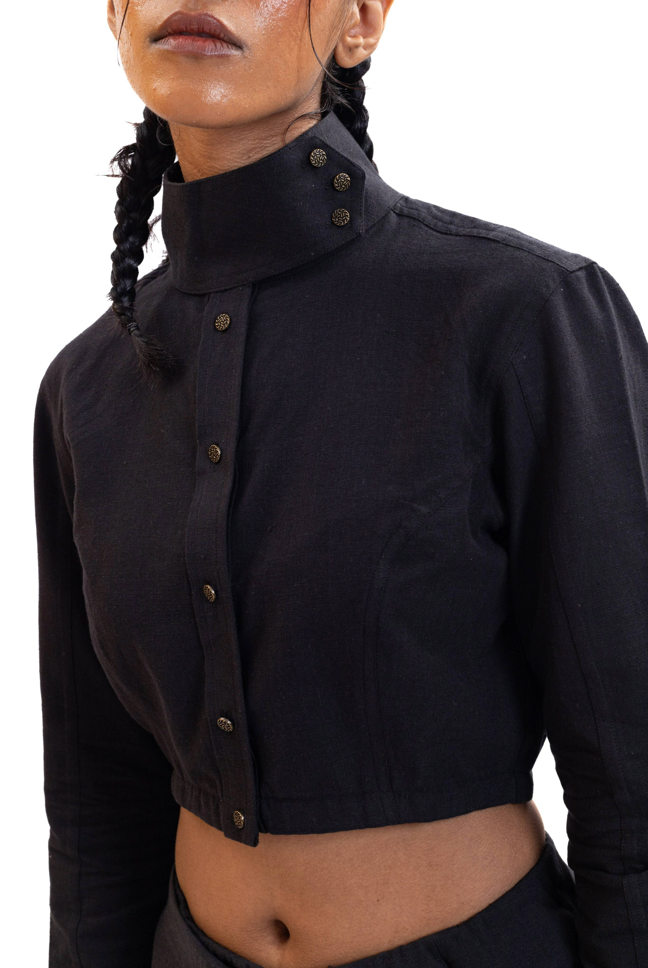 Handwoven black cropped top