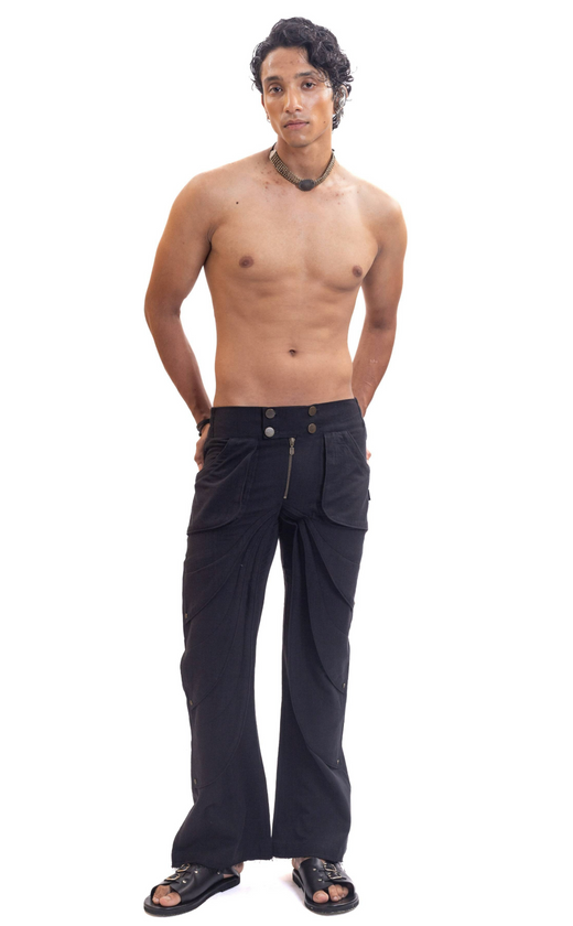 Layered handmade black pants (unisex)