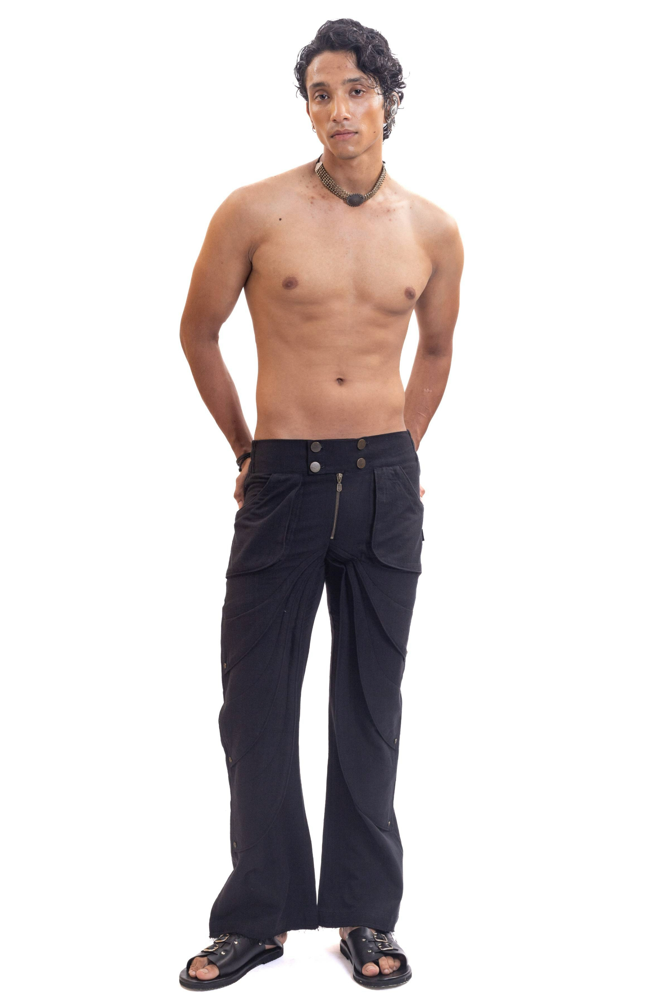 Layered handmade black pants (unisex)