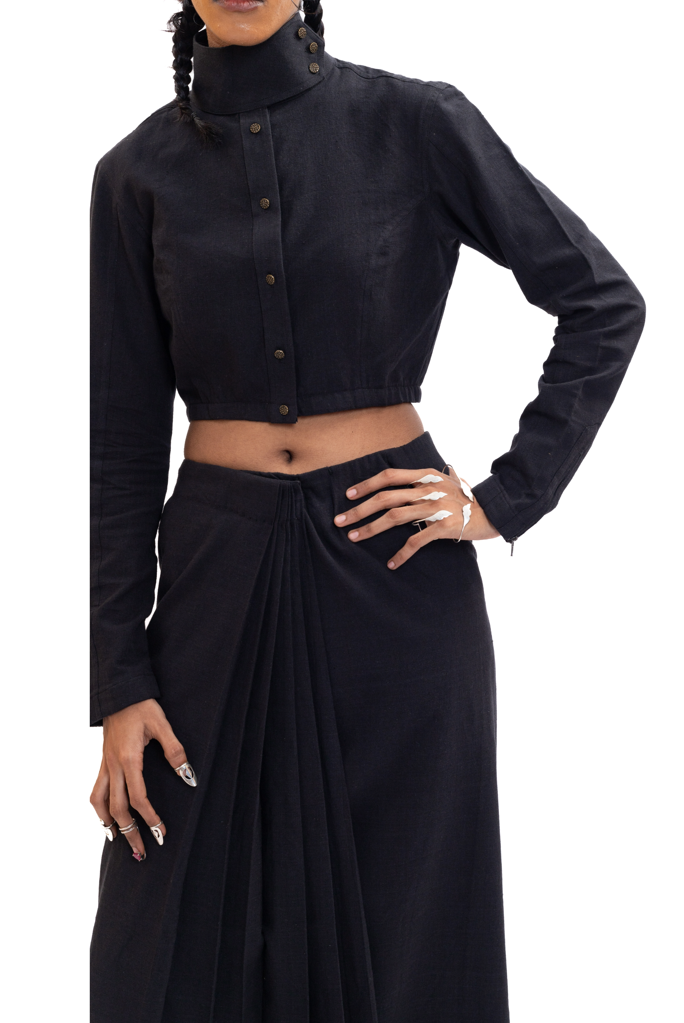 Handwoven black cropped top