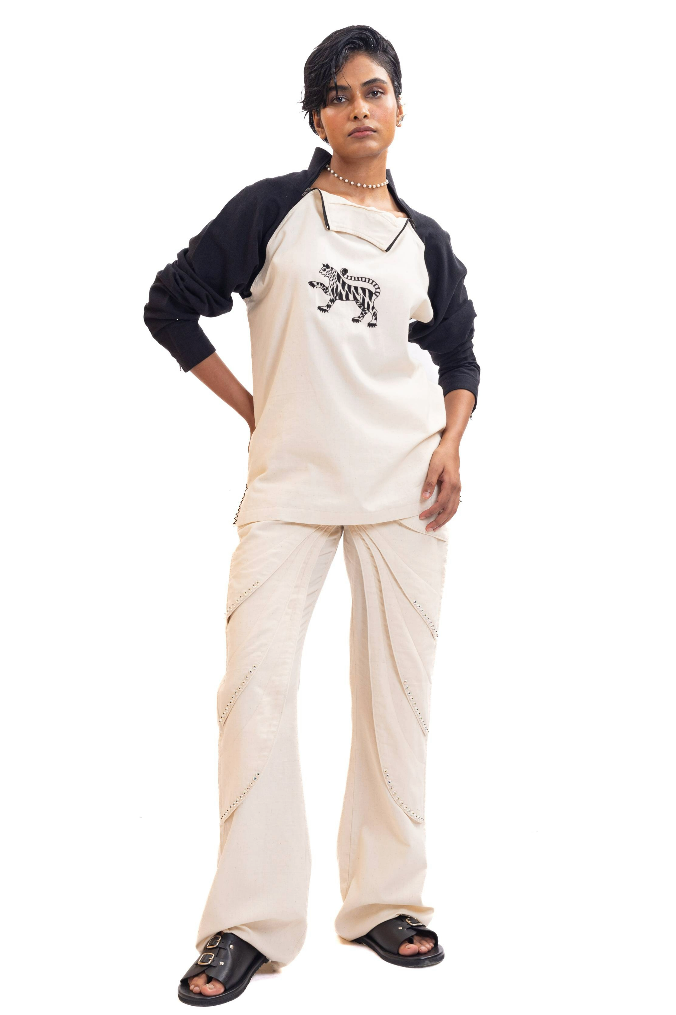 Handmade layer studded unisex pants