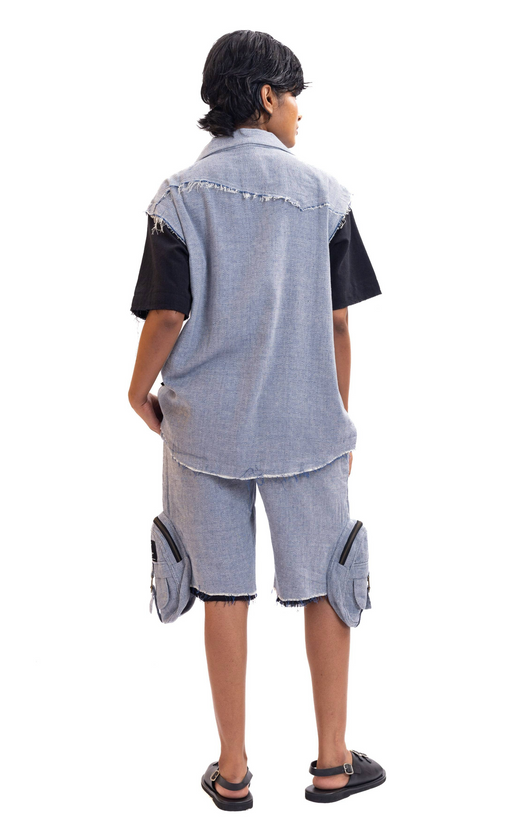 Blue textured handwoven shirt (Unisex)