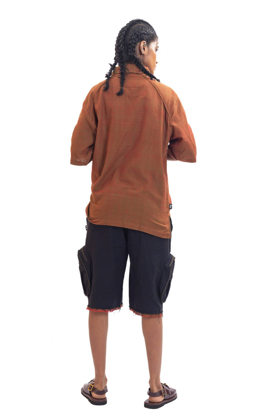 Lion patch handwoven quarter-zip unisex shirt