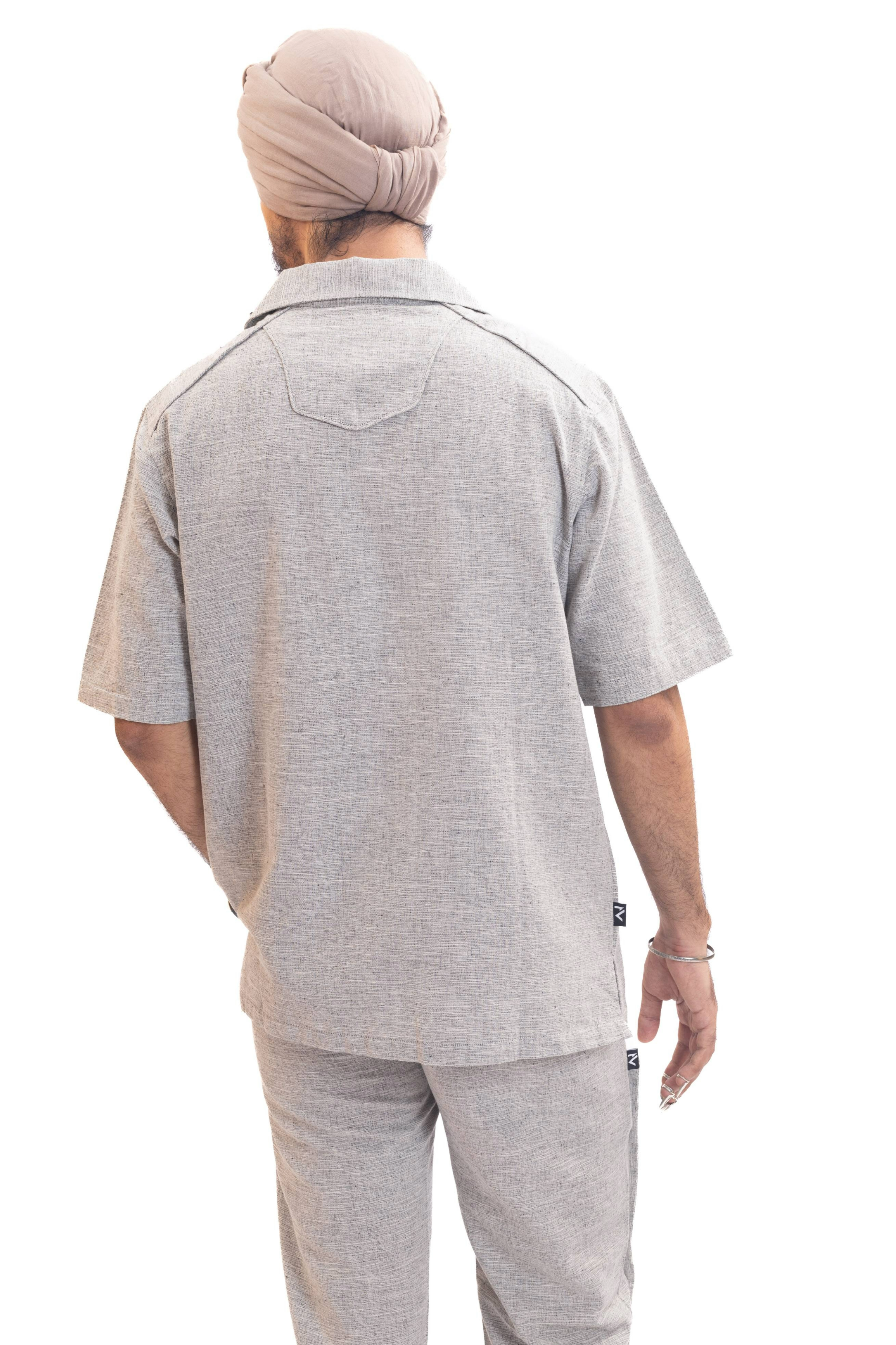 Grey handwoven cotton unisex shirt