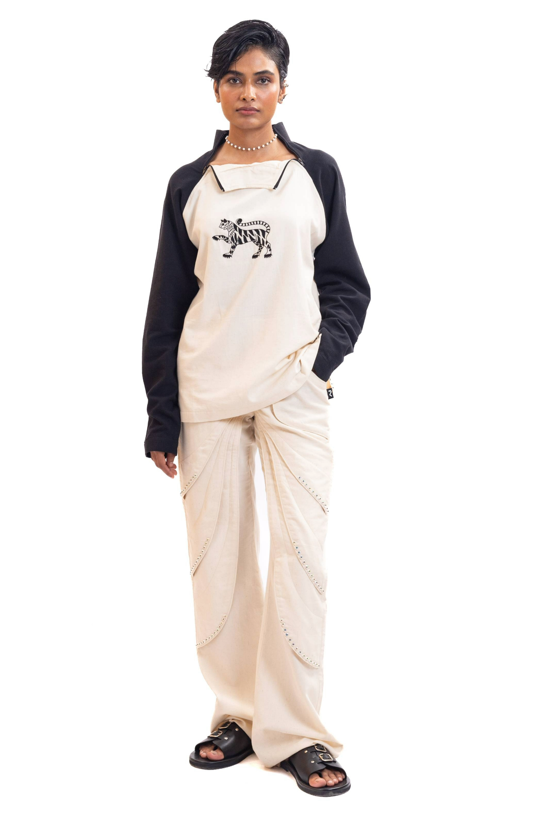 Handmade layer studded unisex pants