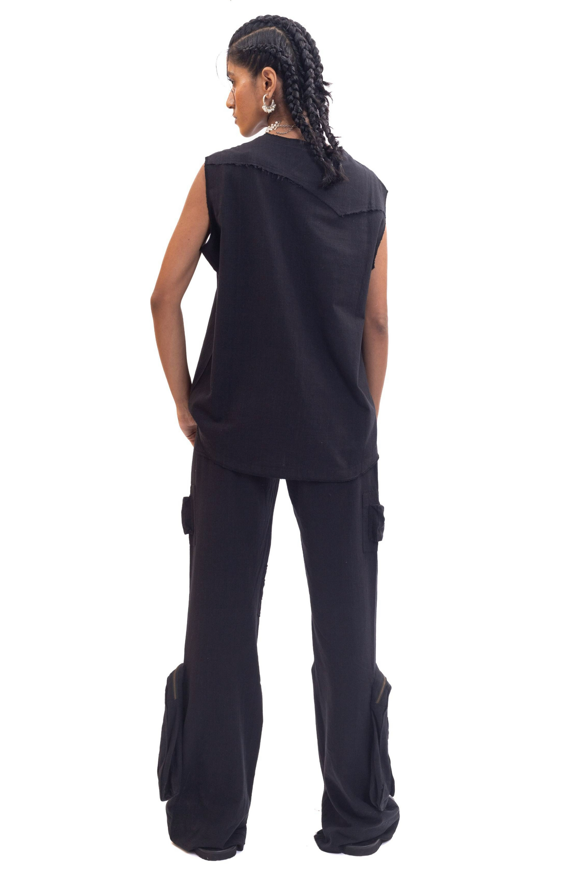 Black handwoven organic cotton vest