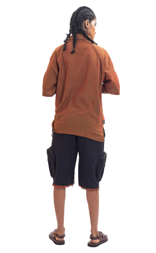Black handwoven organic cotton jorts