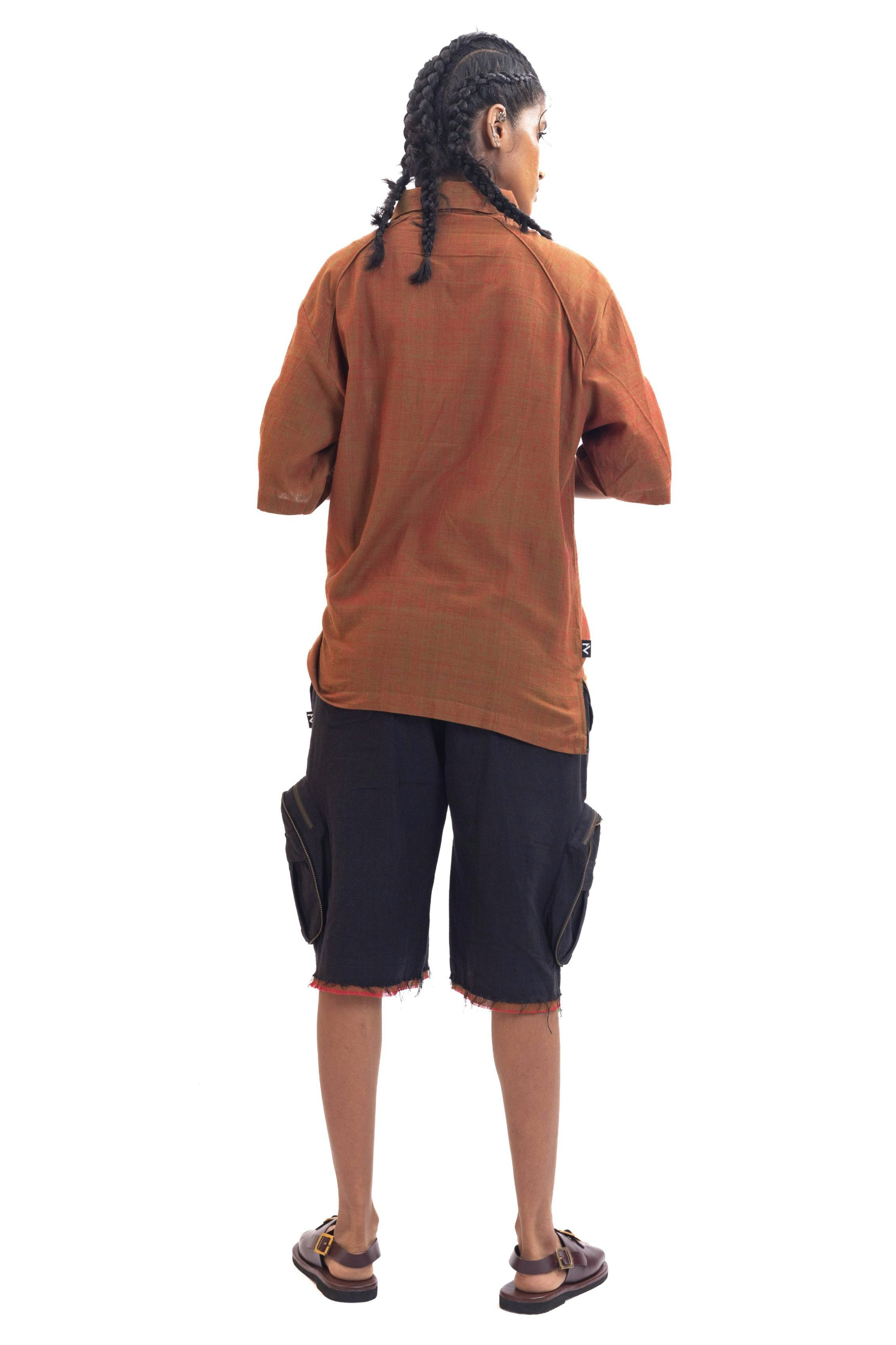 Black handwoven organic cotton jorts