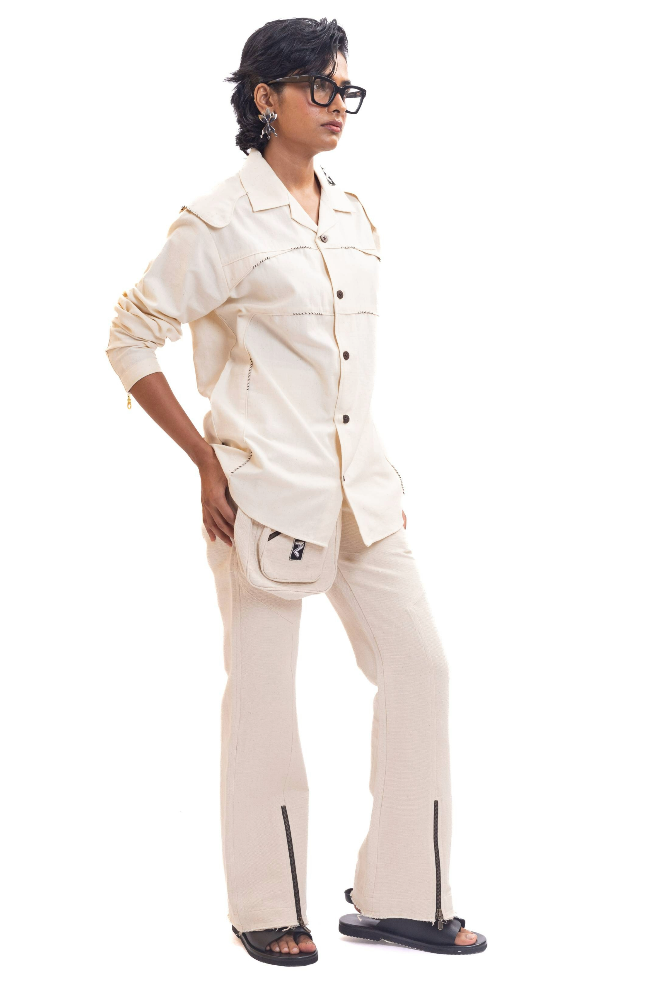 White handmade full sleeve unisex shirt