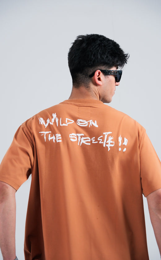 SOCIETAL DAMAGE VINTAGE BROWN OVERSIZED T-SHIRT