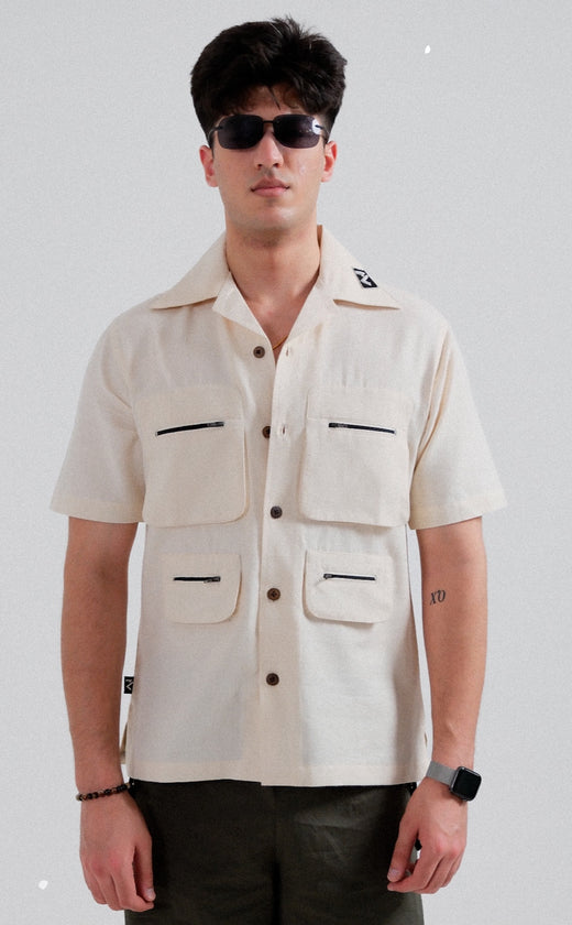 White handmade cargo shirt (Unisex)