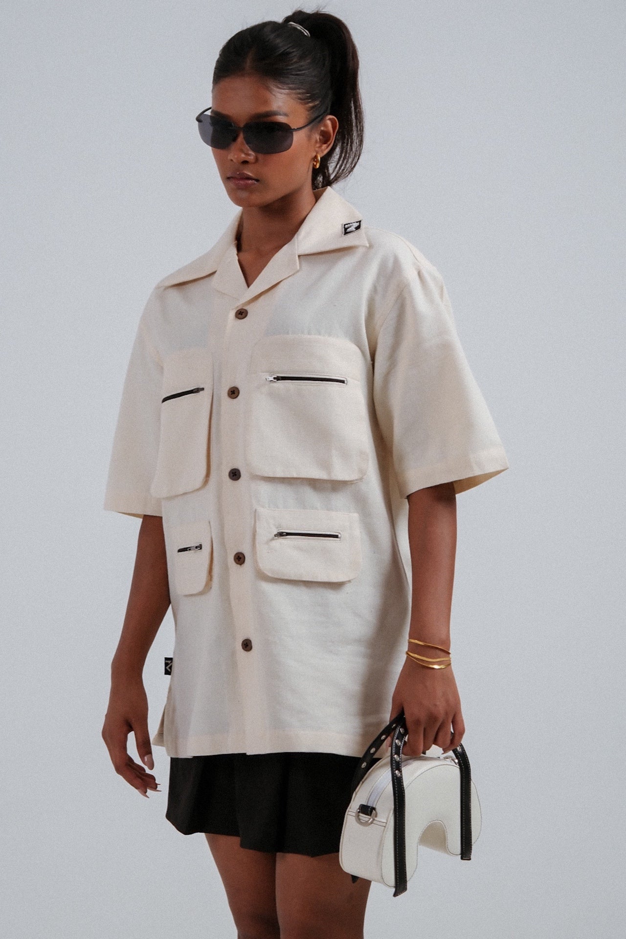 White handmade cargo shirt (Unisex)