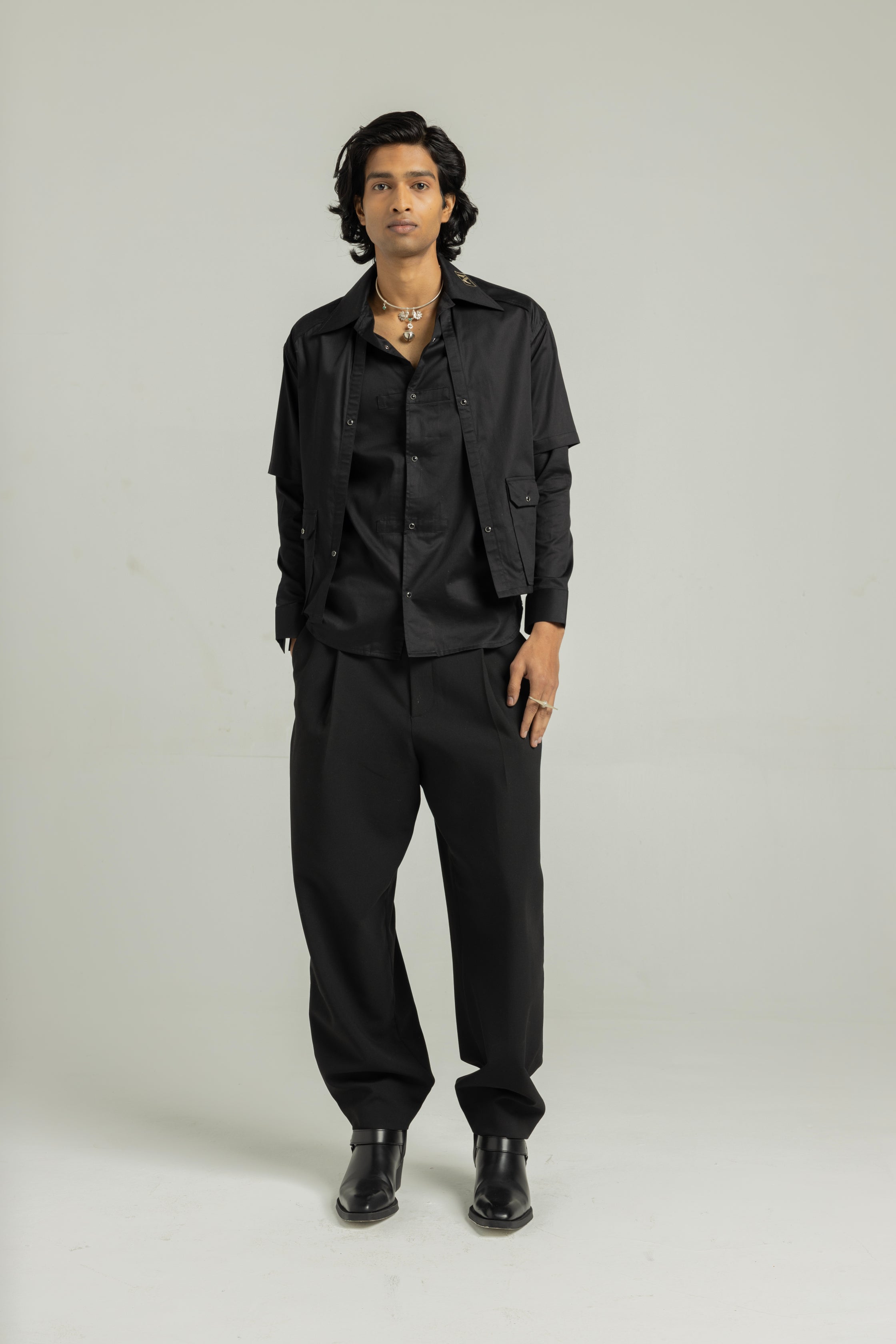 Black Awadhi Hand Made Shirt