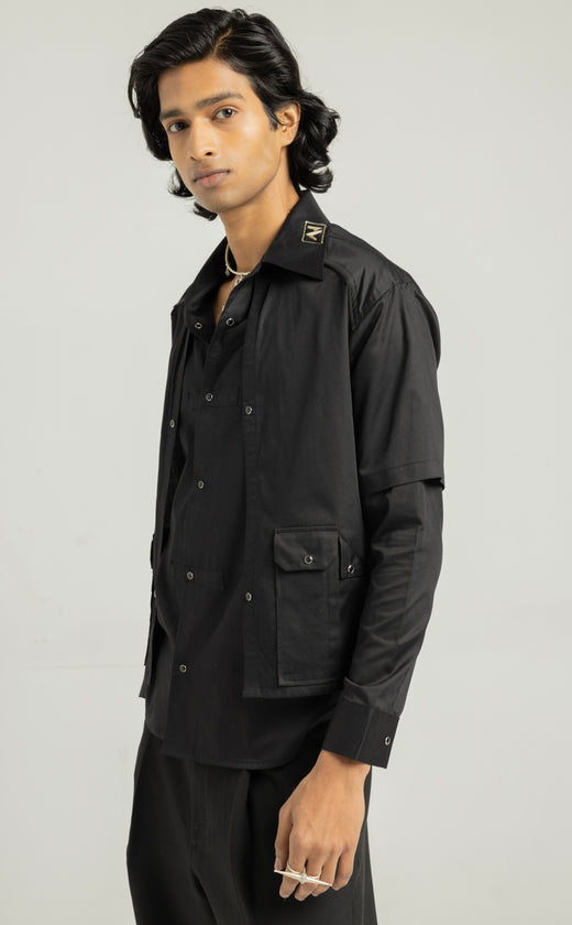 Black Awadhi Hand Made Shirt