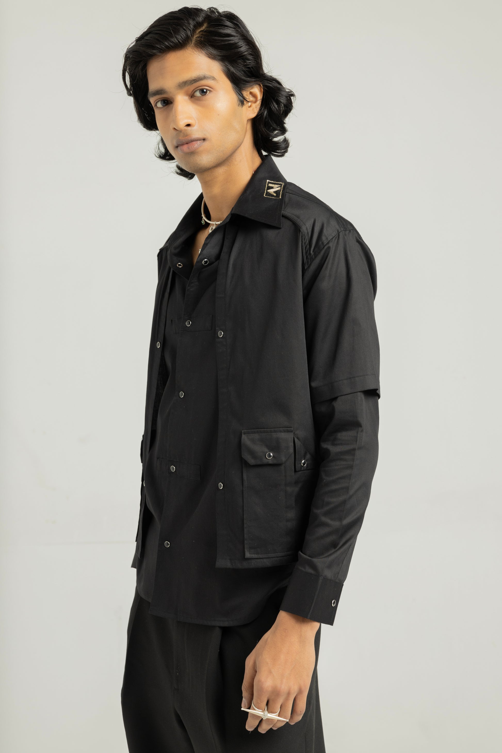 Black Awadhi Hand Made Shirt