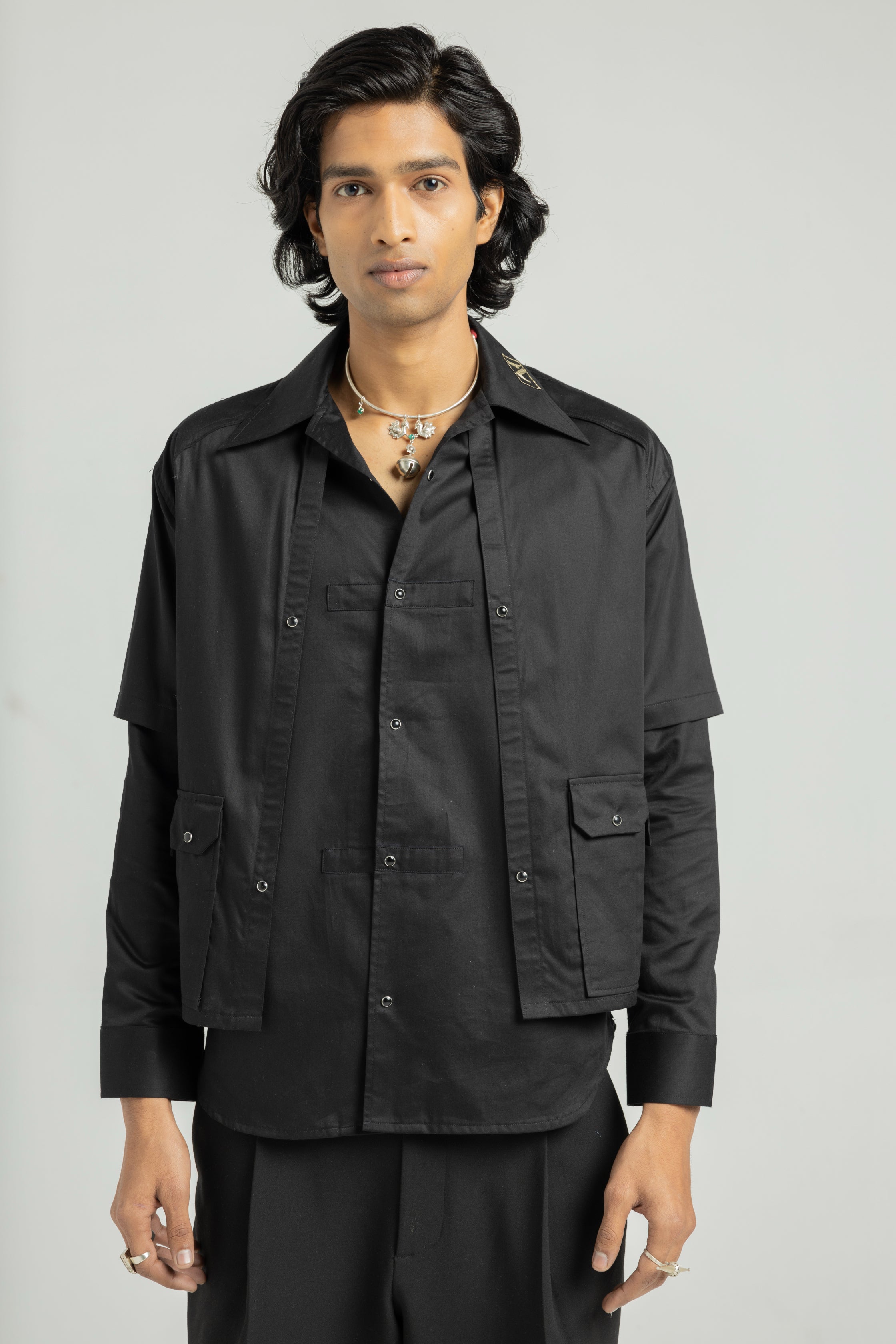 Black Awadhi Hand Made Shirt