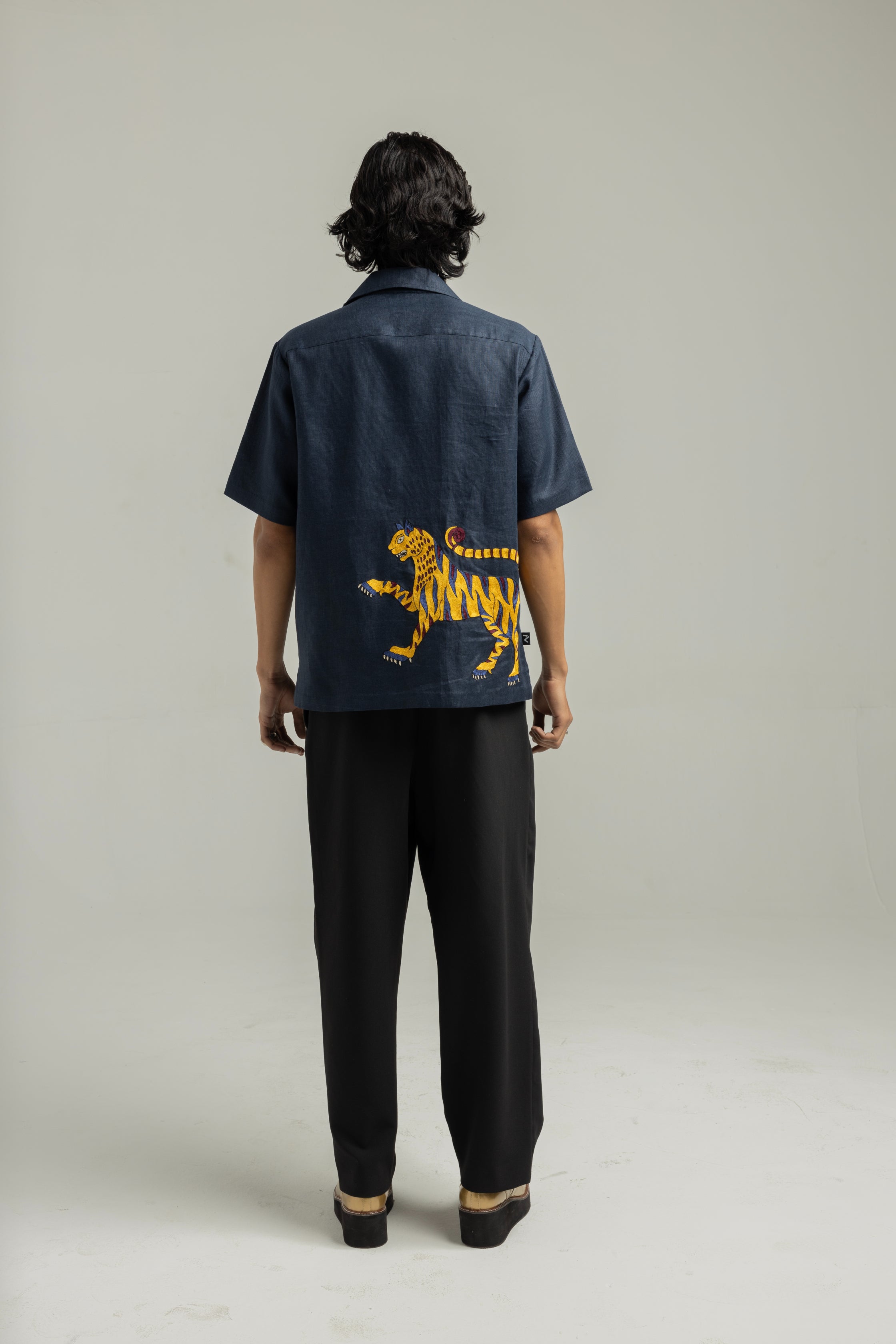 Royal Blue Ari Handwork Linen Shirt