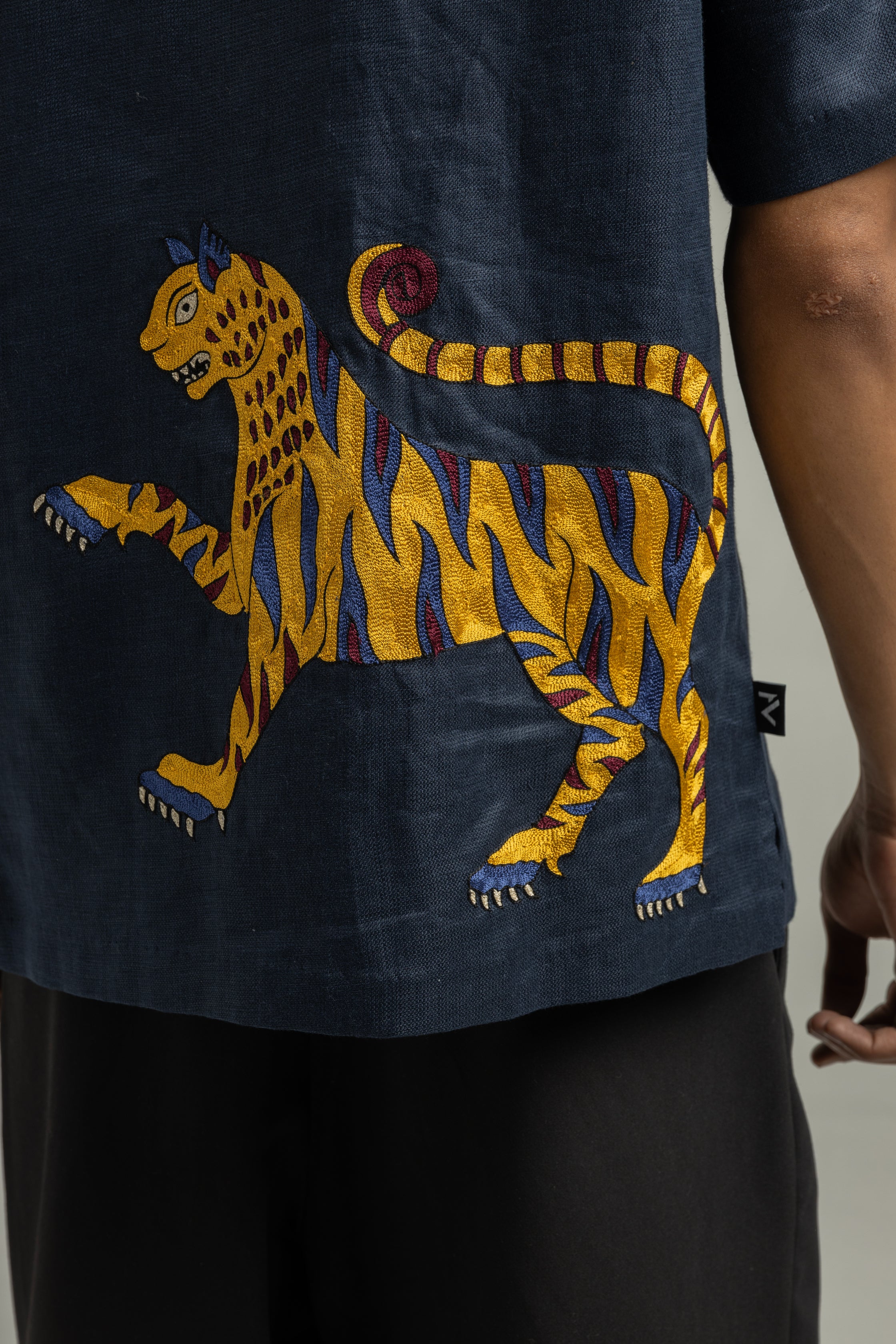 Royal Blue Ari Handwork Linen Shirt