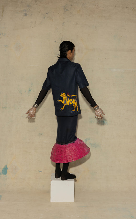 Royal Blue Ari Handwork Linen Shirt